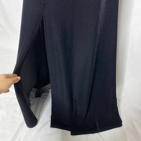 Tadashi Black Velvet Skirt Pleated Gown - Picture 3 of 9